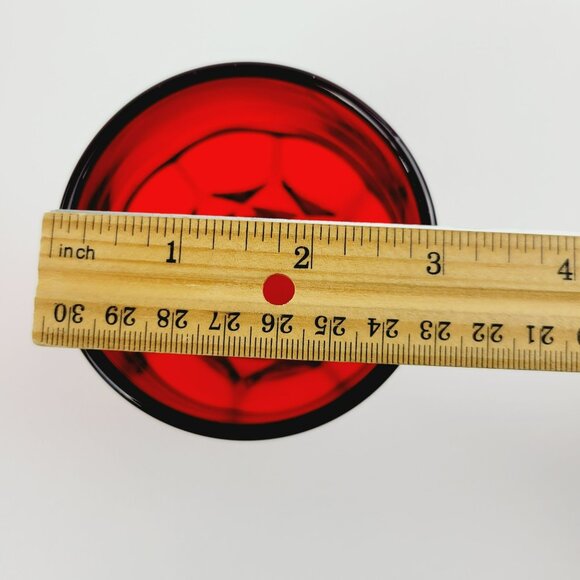 Vintage Cambridge Georgian Ruby Red Flat Tumbler Glasses 8fl.oz Honeycomb Retro - Picture 10 of 10